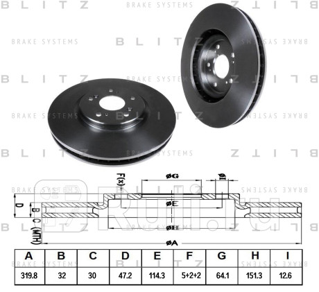 Диск тормозной передний вентилируемый honda accord 08- BLITZ BS0326  для Разные, BLITZ, BS0326