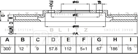 Диск тормозной задний mercedes vito(w447) 14- BLITZ BS0643  для Разные, BLITZ, BS0643